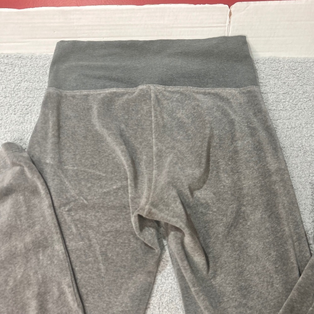 VS Pink Yoga Pants 2005 Velour XS Grey Y2K McBling Flare Foldover Loungewear - Picture 11 of 14
